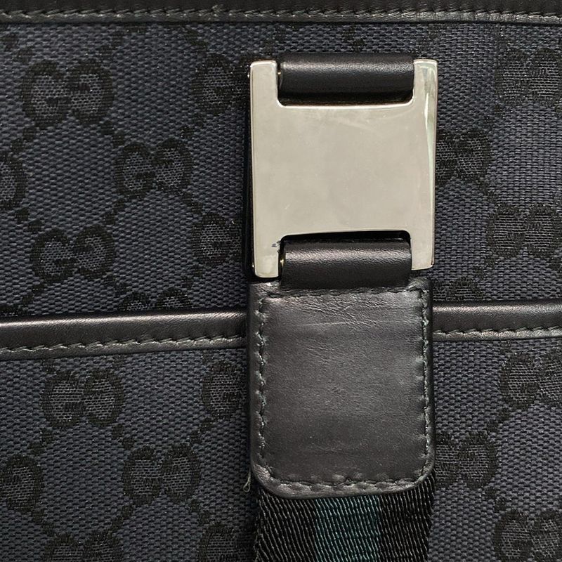 Gucci Tote Bag GG Pattern 264221 Black X Dark Green Leather