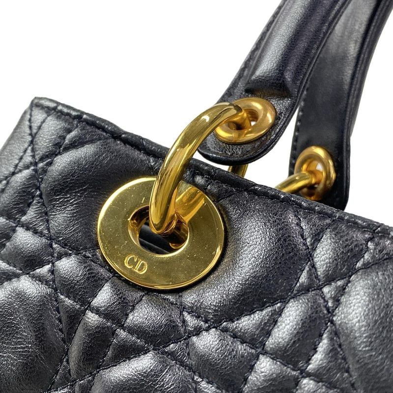 Dior Christian Dior Handbag Lady Dior Medium Bag Black Lambskin