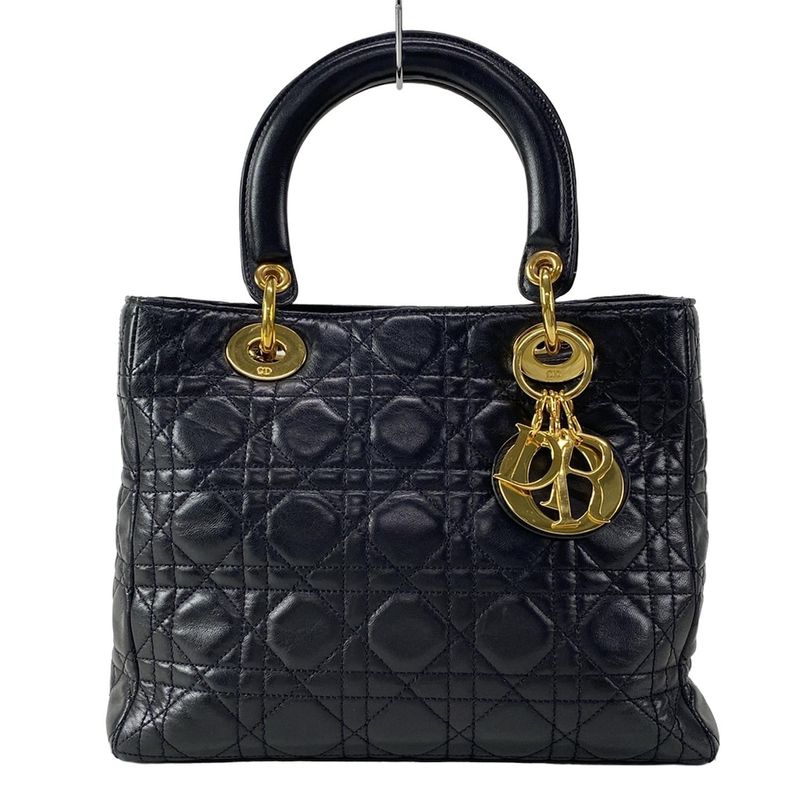 Dior Christian Dior Handbag Lady Dior Medium Bag Black Lambskin
