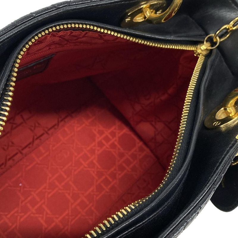 Dior Christian Dior Handbag Lady Dior Medium Bag Black Lambskin