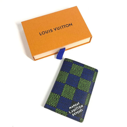 Louis Vuitton Card Case Organizer De Poche N00143 Leather / Canvas Blue