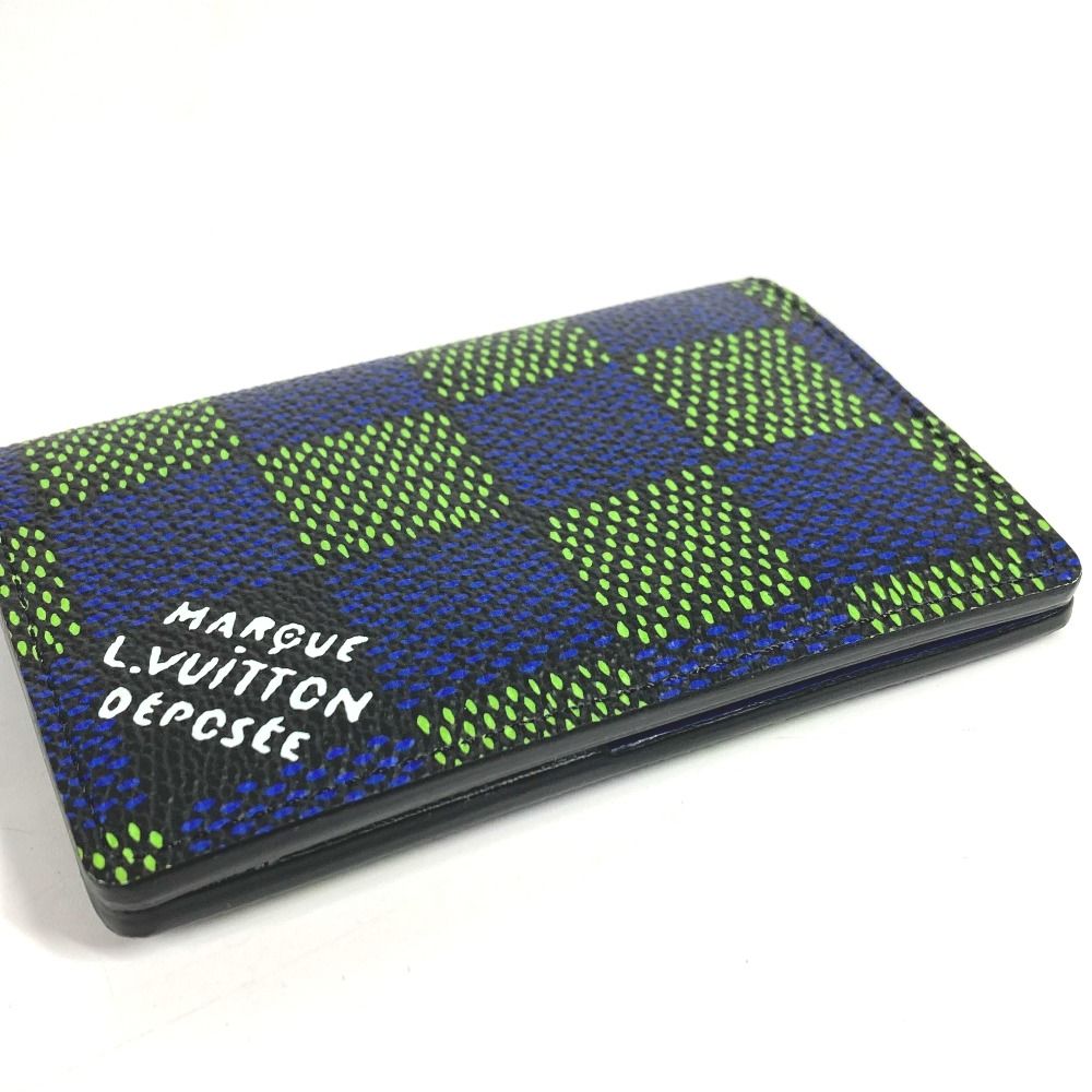 Louis Vuitton Card Case Organizer De Poche N00143 Leather / Canvas Blue