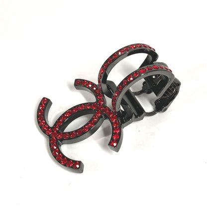 Chanel Earring Crystal Coco Mark Swing Rhinestone One Ear B17s Metal Red