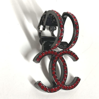 Chanel Earring Crystal Coco Mark Swing Rhinestone One Ear B17s Metal Red