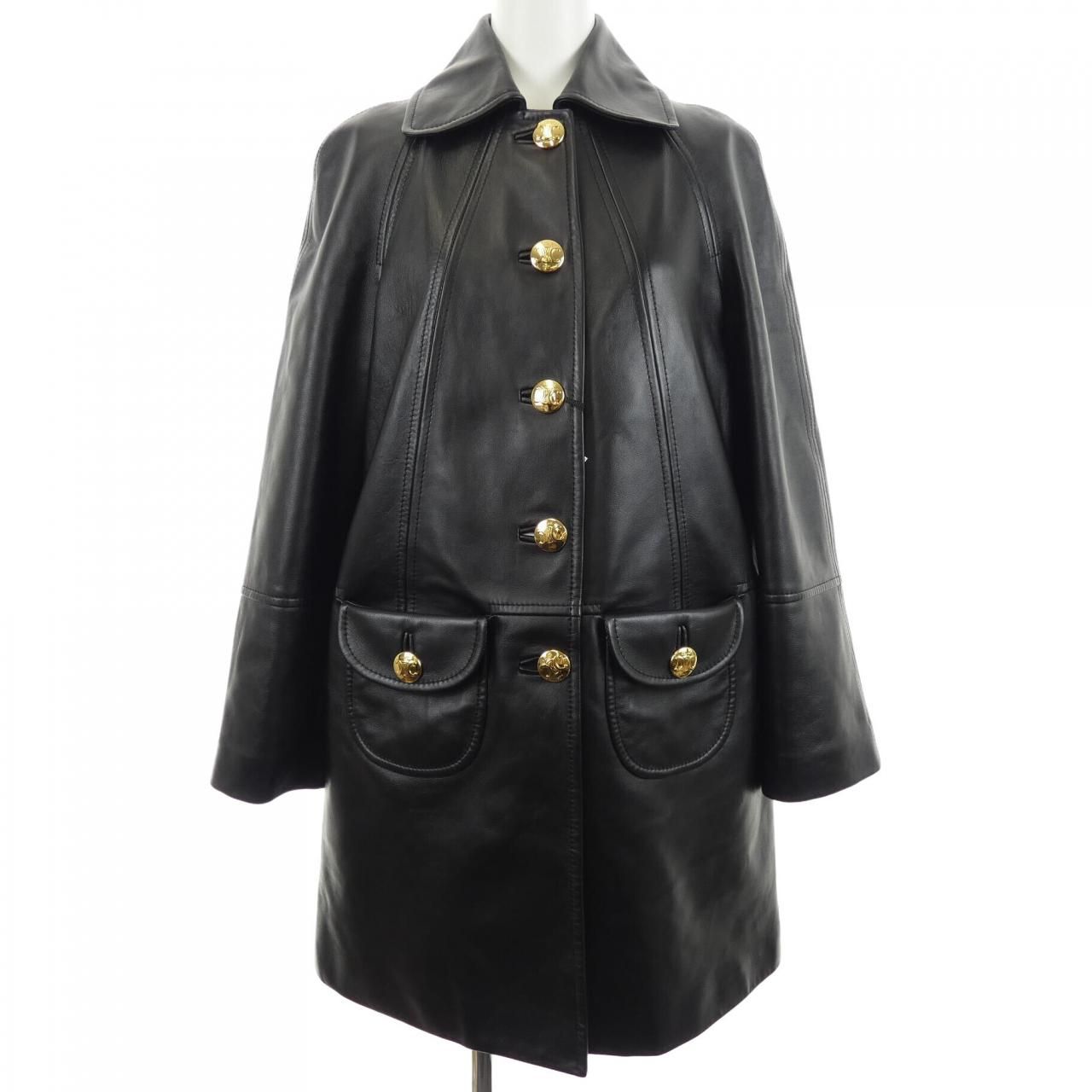 Celine Claudine Color 2d561583c Leather Coat