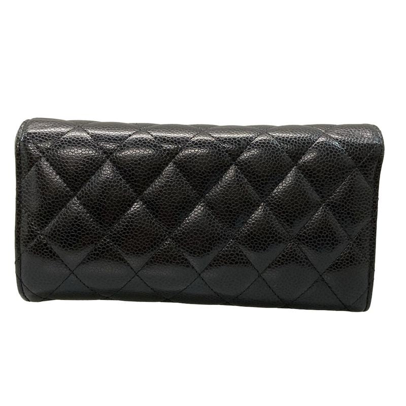 Chanel Long Wallet Matelasse A80758 Black Gold Hardware