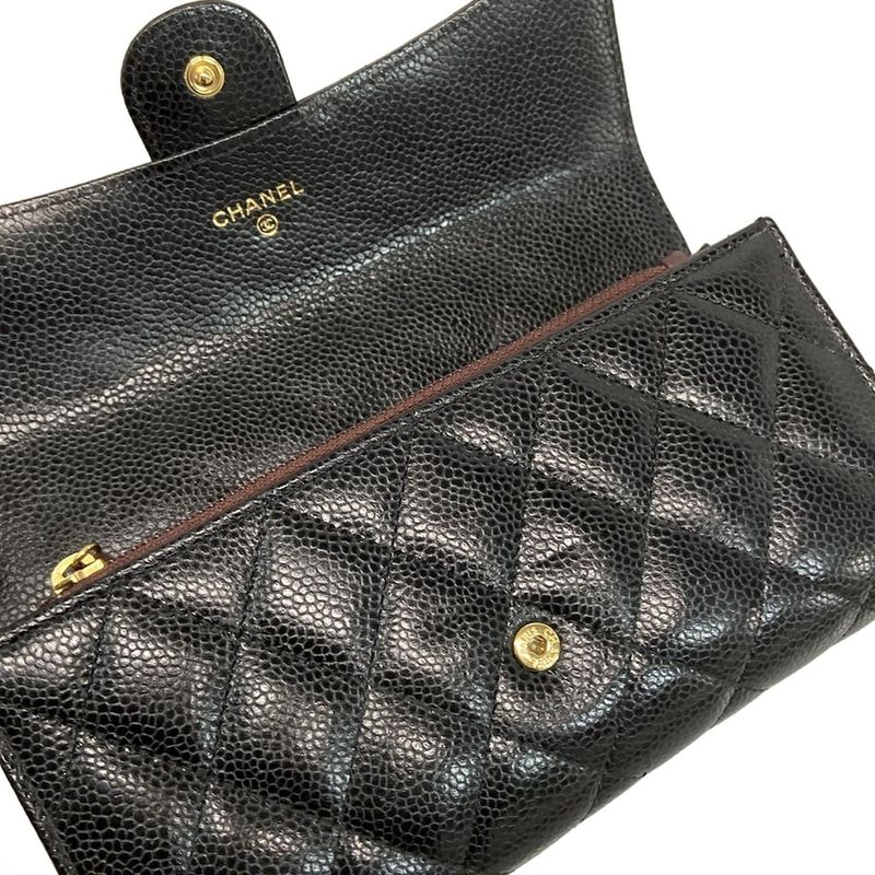 Chanel Long Wallet Matelasse A80758 Black Gold Hardware