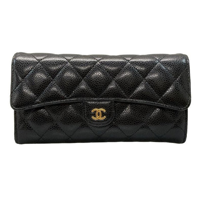 Chanel Long Wallet Matelasse A80758 Black Gold Hardware