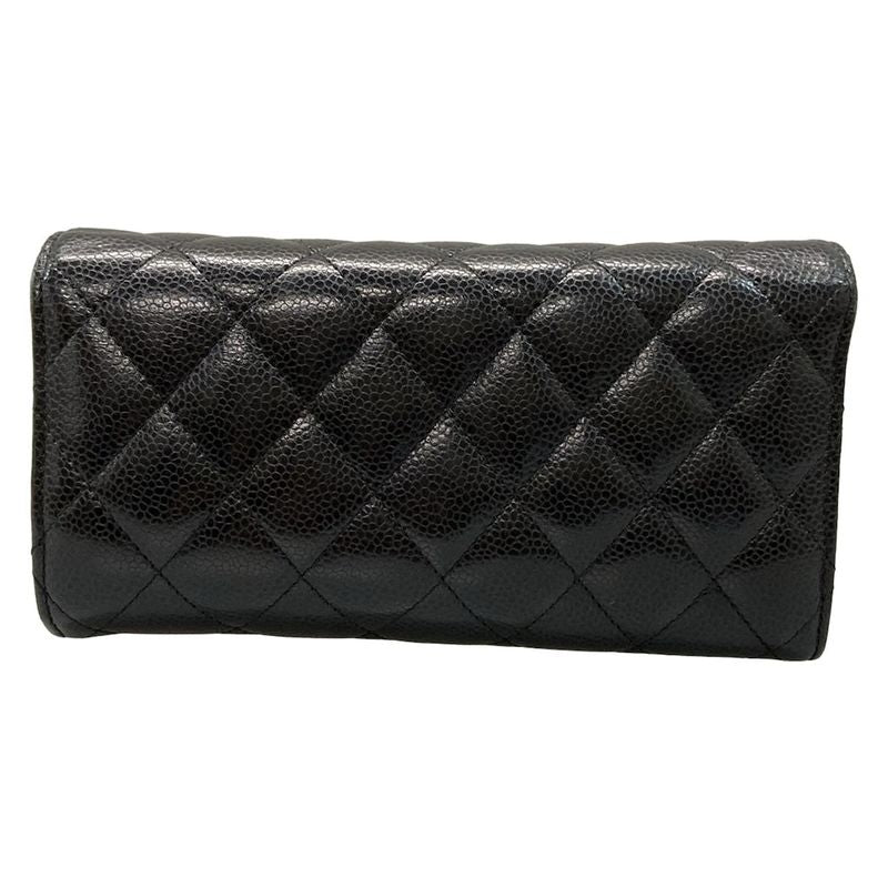 Chanel Long Wallet Matelasse A80758 Black Gold Hardware