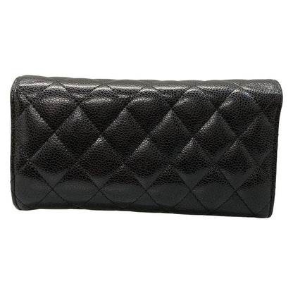 Chanel Long Wallet Matelasse A80758 Black Gold Hardware