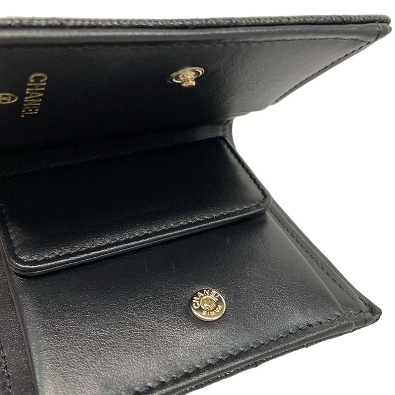 Chanel Bifold Wallet Matelasse Ap4085 Black Gold Hardware