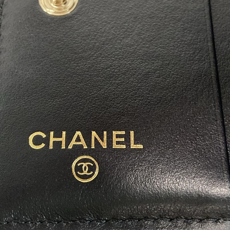 Chanel Bifold Wallet Matelasse Ap4085 Black Gold Hardware