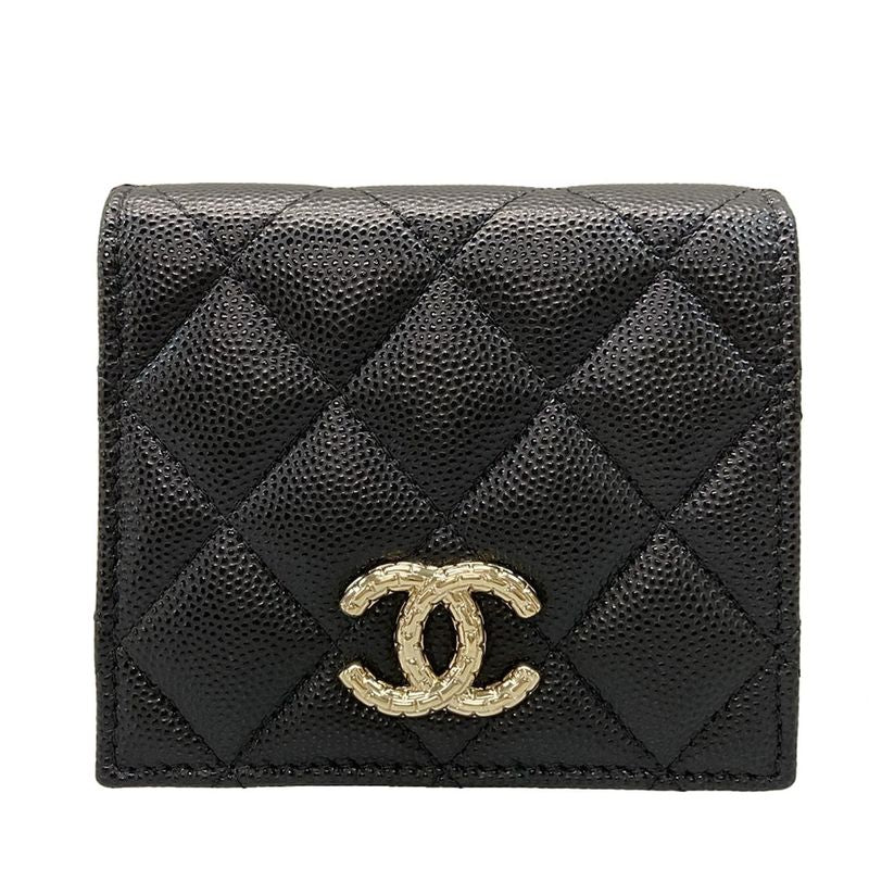 Chanel Bifold Wallet Matelasse Ap4085 Black Gold Hardware