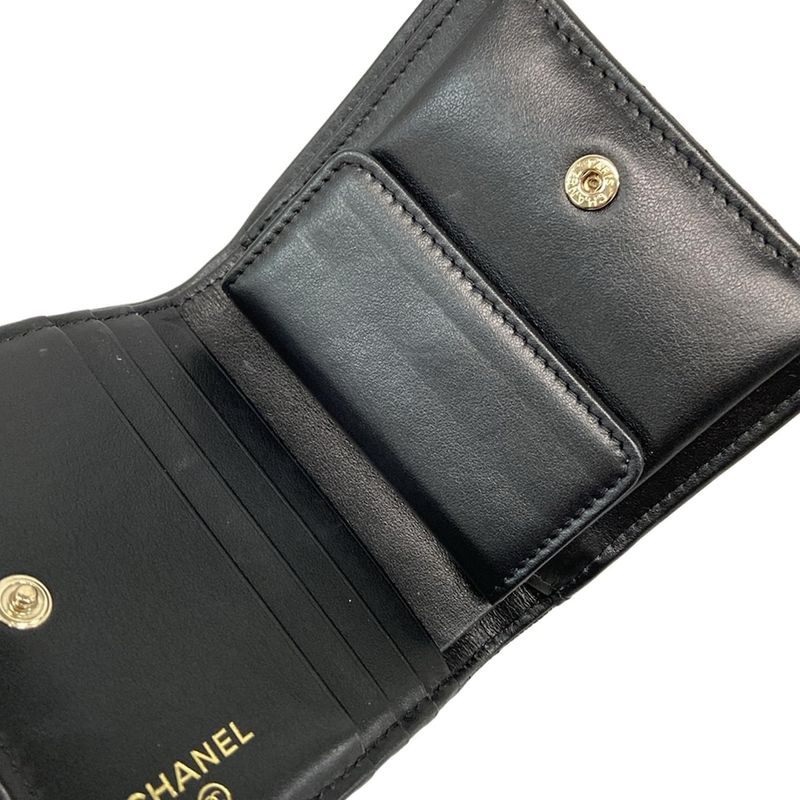 Chanel Bifold Wallet Matelasse Ap4085 Black Gold Hardware