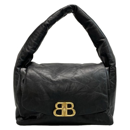 Balenciaga Shoulder Bag Monaco 787902 Black Leather