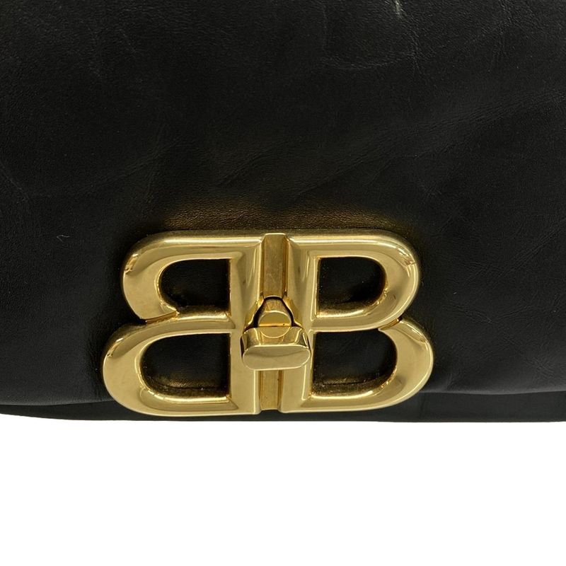 Balenciaga Shoulder Bag Monaco 787902 Black Leather