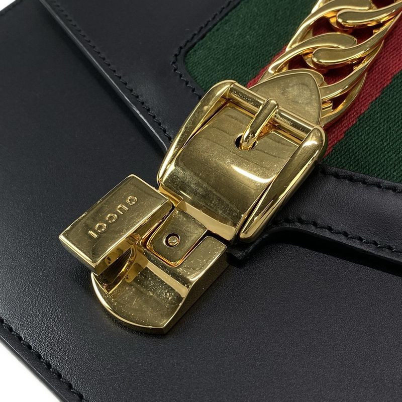 Gucci Shoulder Bag Sylvie 421882 Black Leather