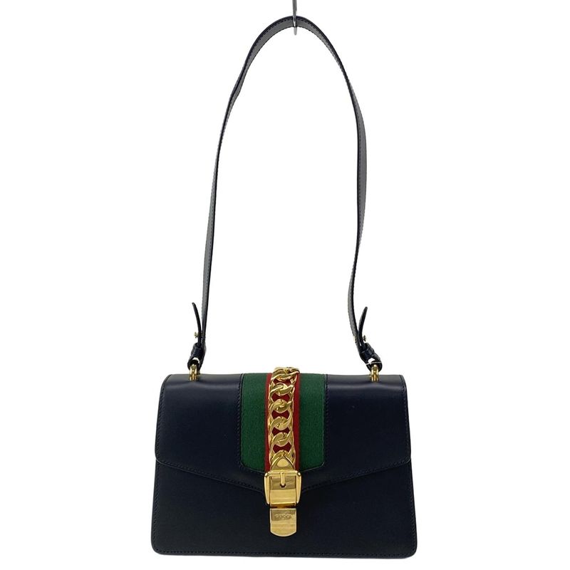 Gucci Shoulder Bag Sylvie 421882 Black Leather