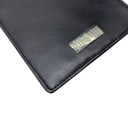 Versace Medusa Bifold Wallet Folding Wallet Billfold Logo Leather Black Silver