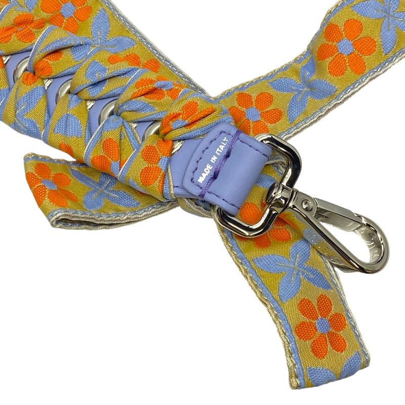 Fendi Mini Strap You Shoulder Strap Accessory Flower Floral Ribbon Canvas Blue