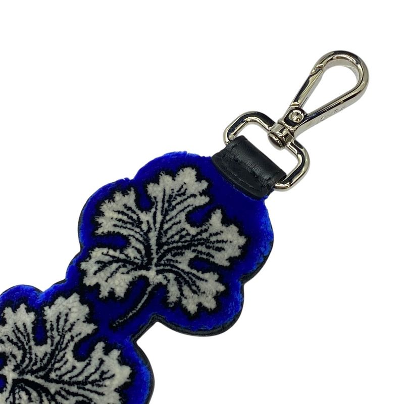 Fendi Long Strap You Shoulder Strap Accessory Leaf Velvet Leather Black Blue