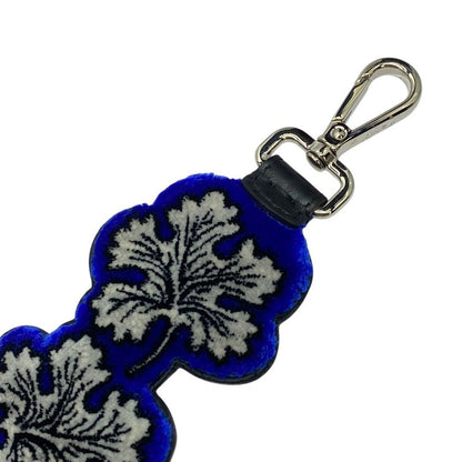 Fendi Long Strap You Shoulder Strap Accessory Leaf Velvet Leather Black Blue