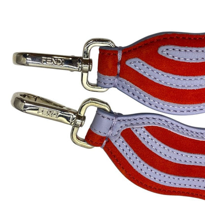 Fendi Long Strap You Shoulder Strap Accessory Wave Suede Leather Red Purple