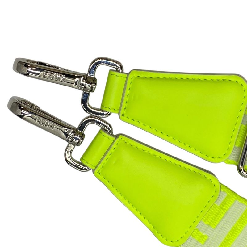 Fendi Long Zucca Pattern Strap You Shoulder Strap Accessory FF Logo Silver Neon