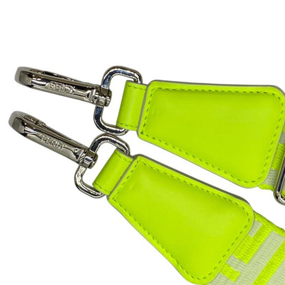 Fendi Long Zucca Pattern Strap You Shoulder Strap Accessory FF Logo Silver Neon