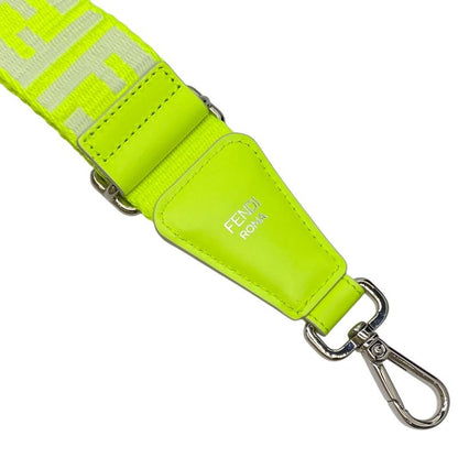 Fendi Long Zucca Pattern Strap You Shoulder Strap Accessory FF Logo Silver Neon