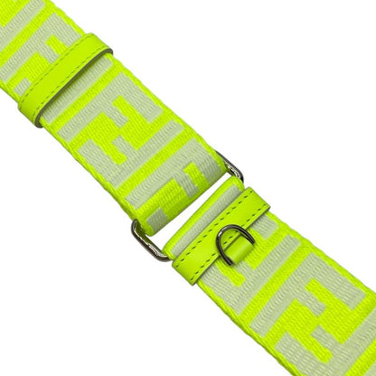 Fendi Long Zucca Pattern Strap You Shoulder Strap Accessory FF Logo Silver Neon