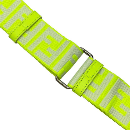 Fendi Long Zucca Pattern Strap You Shoulder Strap Accessory FF Logo Silver Neon