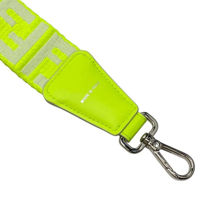 Fendi Long Zucca Pattern Strap You Shoulder Strap Accessory FF Logo Silver Neon