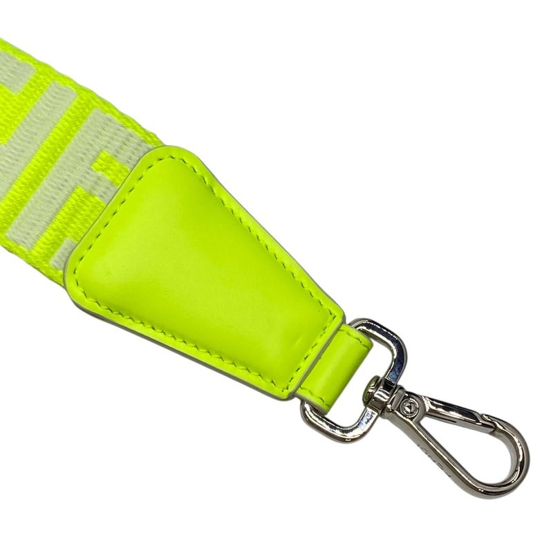 Fendi Long Zucca Pattern Strap You Shoulder Strap Accessory FF Logo Silver Neon