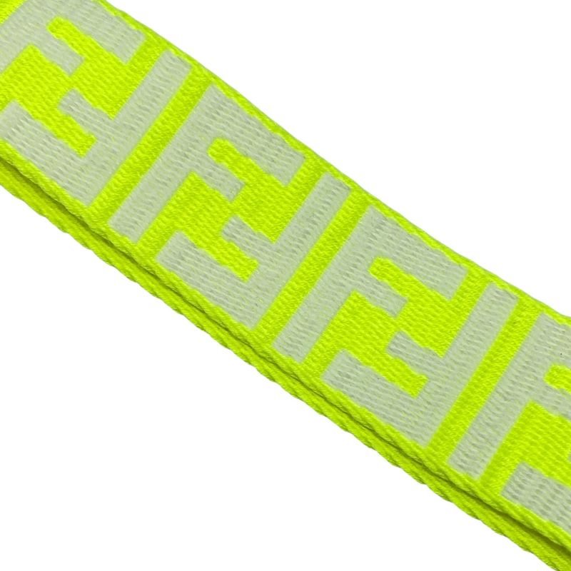 Fendi Long Zucca Pattern Strap You Shoulder Strap Accessory FF Logo Silver Neon