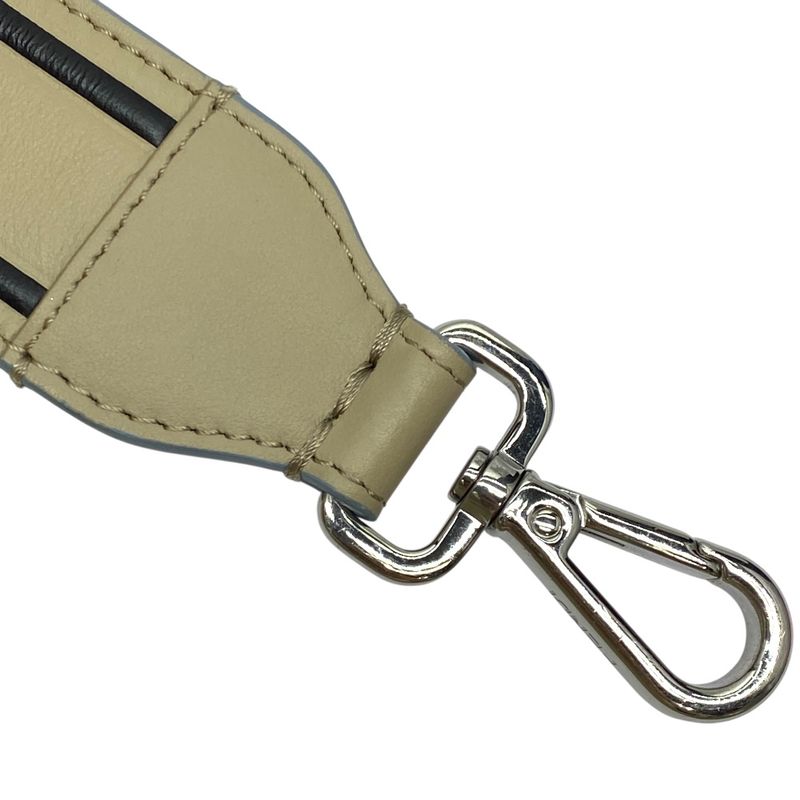 Fendi Long Strap You Shoulder Strap Accessory ROMA Logo Leather Silver Beige