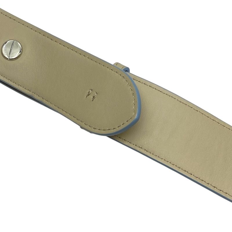 Fendi Long Strap You Shoulder Strap Accessory ROMA Logo Leather Silver Beige