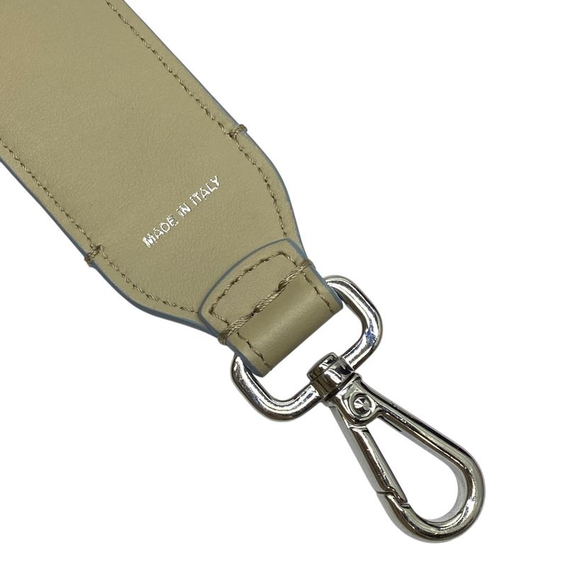 Fendi Long Strap You Shoulder Strap Accessory ROMA Logo Leather Silver Beige