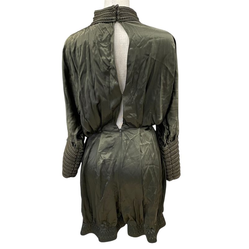 Unused Fendi Silk Romper Mini Dress Mini Dress Back Open Knitted Fabric Khaki