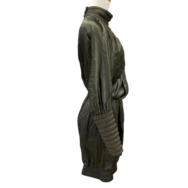 Unused Fendi Silk Romper Mini Dress Mini Dress Back Open Knitted Fabric Khaki
