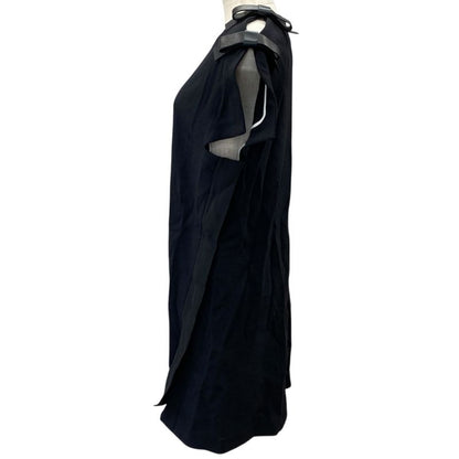 Unused Fendi One Piece Mini Dress Open Shoulder Leather Ribbon Slit Black