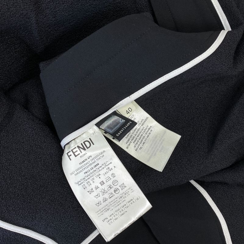 Unused Fendi One Piece Mini Dress Open Shoulder Leather Ribbon Slit Black