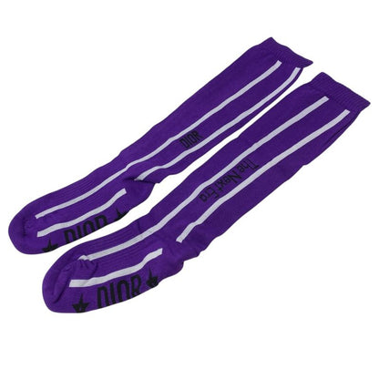 Unused Dior Socks Next Era Knee High Socks Logo Cotton Purple White 25sod500l200