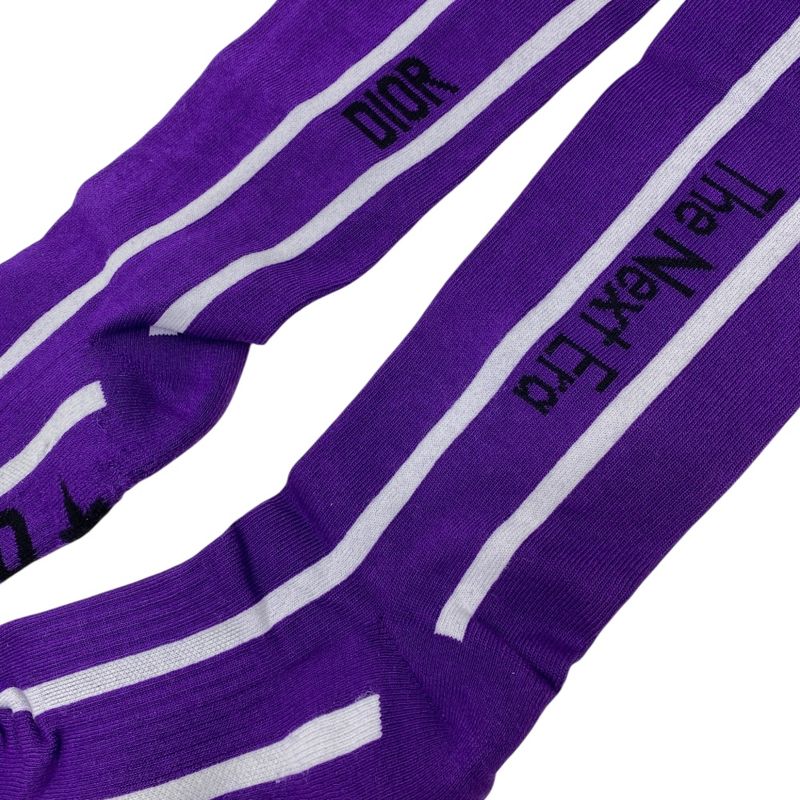 Unused Dior Socks Next Era Knee High Socks Logo Cotton Purple White 25sod500l200