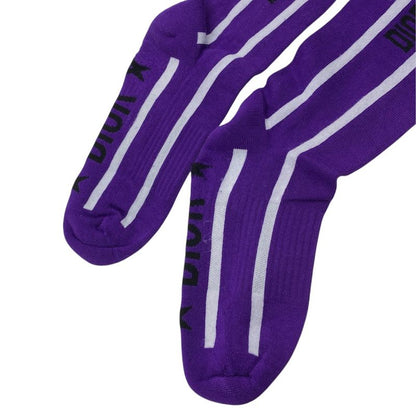 Unused Dior Socks Next Era Knee High Socks Logo Cotton Purple White 25sod500l200
