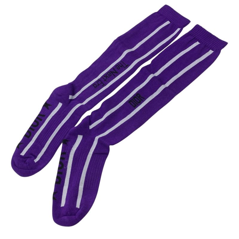Unused Dior Socks Next Era Knee High Socks Logo Cotton Purple White 25sod500l200