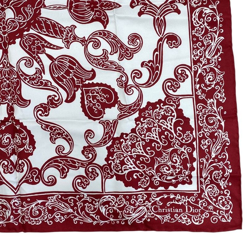 Christian Dior Scarf Accessory Silk Logo Bandana Pattern All Over Pattern White