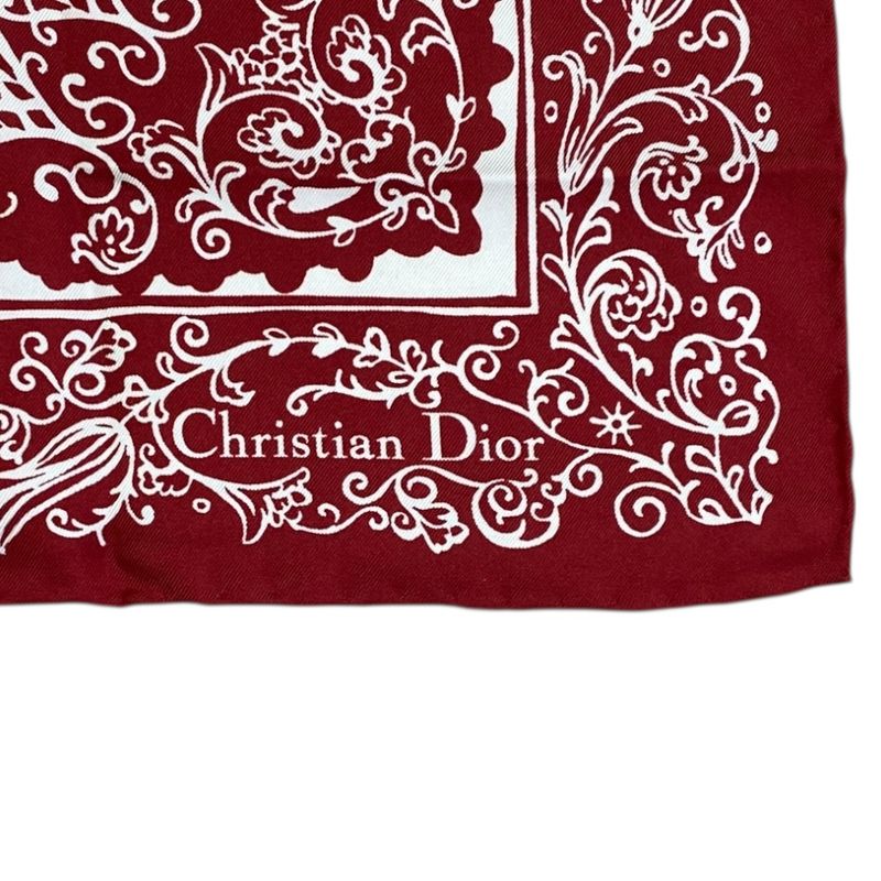 Christian Dior Scarf Accessory Silk Logo Bandana Pattern All Over Pattern White