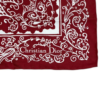 Christian Dior Scarf Accessory Silk Logo Bandana Pattern All Over Pattern White