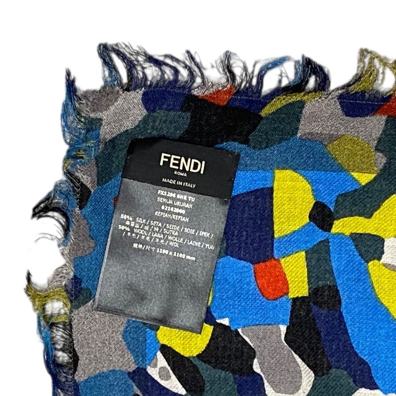 Fendi Bugs Monster Scarf Shawl Large Accessory Silk Logo All Over Pattern